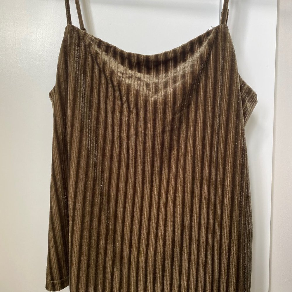 Honey Belle Striped Green Velvet Tank Size L